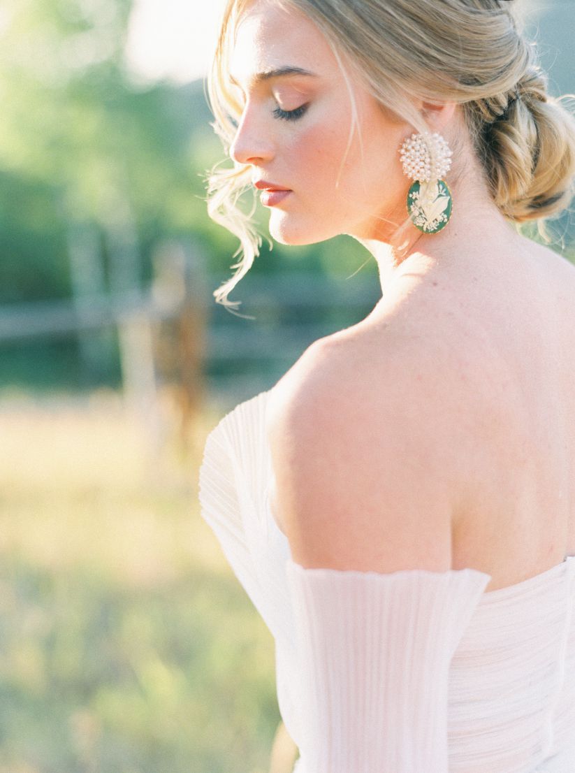 light and dreamy bridal hair and makeup closeup