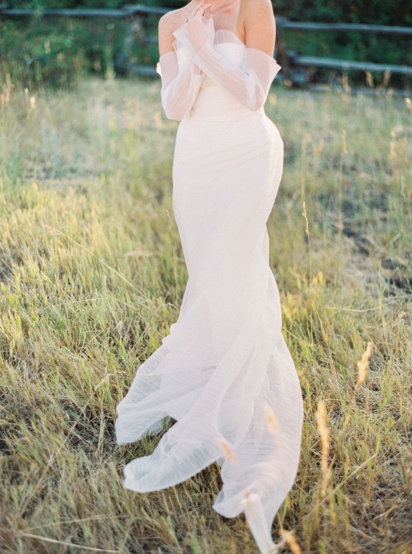 beautiful white wedding dress closeup