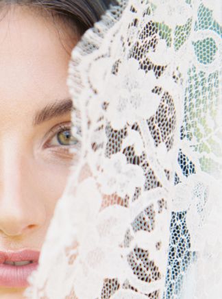 bridal portrait close-up with veil