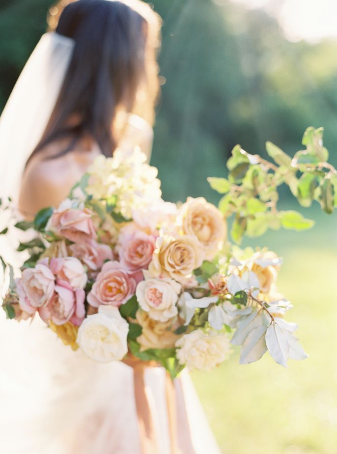 wedding portrait closeup of bridal flowers